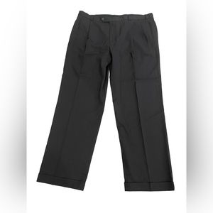 Brooks Brothers "Madison Fit" Wool Pleated Dress Pants Black Mens Size W42/L32